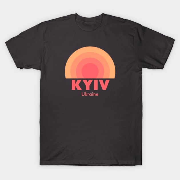 Kyiv Ukraine Retro Orange T-Shirt by modeoftravel